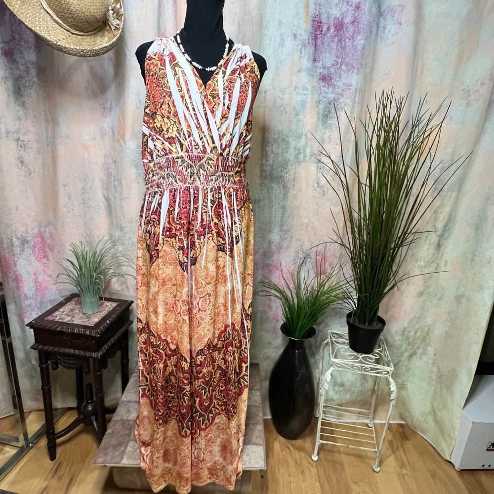 📌Fresh of LA Plus Size  Sleeveless Maxi Dress w/ Interesting Backside Neckline - Picture 7 of 16